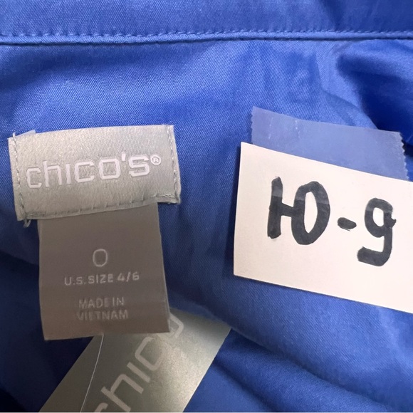 CHICO’S Cutwork Blue Blouse with Billowy Sleeves Size 0 Small NWT $99 - Picture 16 of 16